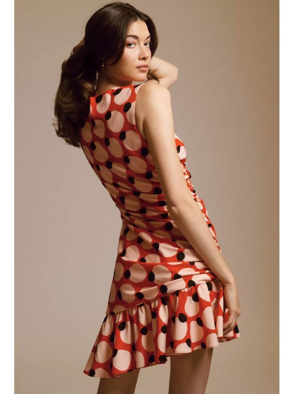 Anthropologie Hutch Sleeveless Shirred Asymmetrical Ruffle Hem Dress Size L - Picture 4 of 9